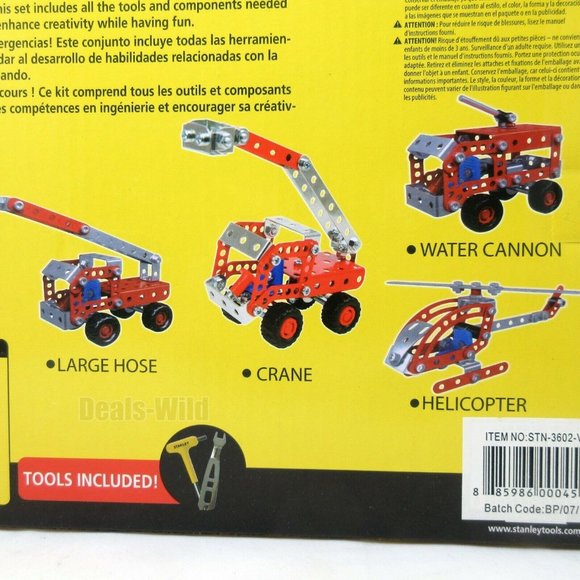 Stanley Jr. Rescue Vehicle Mechanic Building Kit 121 Pieces DIY 4-in-1 Toy STEM - Picture 2 of 4